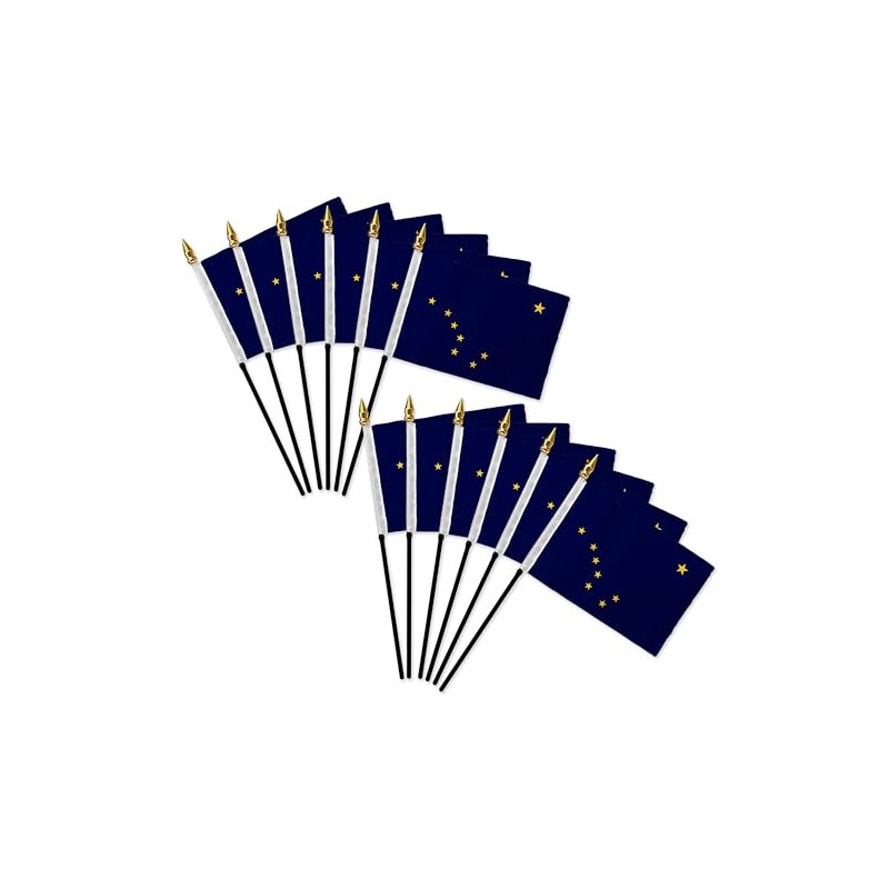 Alaska 4x6in Stick Flag - 1 dozen pack