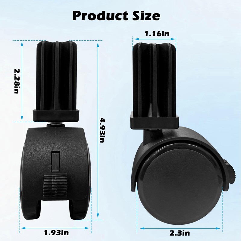 99241-2-1/2" Grill Wheels Replacement Includes Caster Insert Compatible with Weber