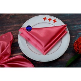 MDS Pack of 100 Wedding Satin 20" X 20" Heavy Duty Table Linen Napkin or Handkerchief Dinner Napkins for Wedding Banquet,Home Parties Decoration - Coral