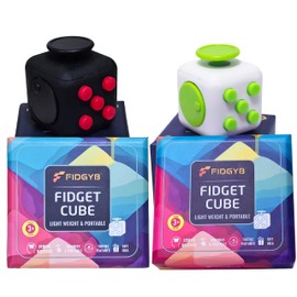 FIDGYB 2PCS Cube Fidget Stress Relief Toy for Adults & Kids, Smooth, Quiet Sensory Toy for Anxiety, Focus & ADHD Idea[BR+WG][2PCS]