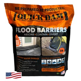 Quick Dam QD65-2 5' Barrier Water Flood Dam Bags, 2 Pack, Black