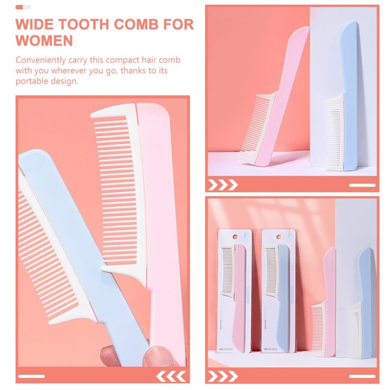 Beavorty 3pcs Portable Wide Tooth Hair Comb for Curly Hair