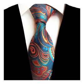 GUSLESON Fashion Silk Floral Tie and Pocket Square Set Mens Necktie for Party (0751-05)