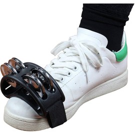 2Pc Black Foot Tambourine Percussion, Double Row Metal Jingle Tambourine, Foot Percussion Shakers with Elastic Strap for Concert Performance Drum and Guitar Playing