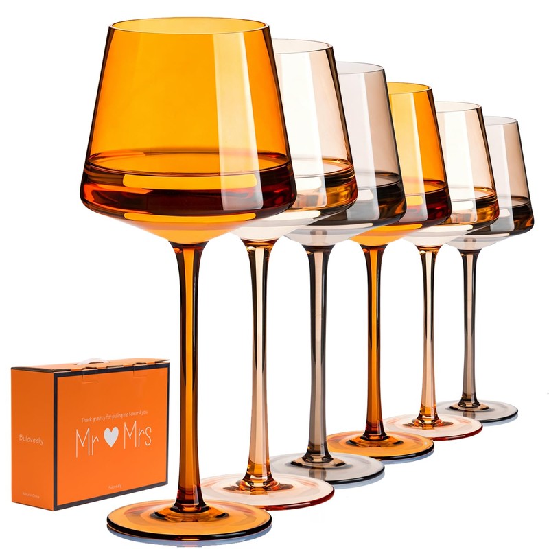 Colored Brown Wine Glasses Set of 6, Fall Winter Party,