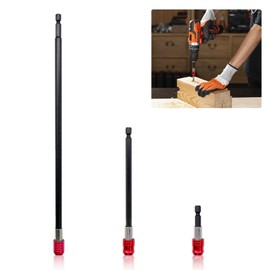 3PCS Drill Bit Holder, Quick Release Magnetic Screwdriver Bits, 2.4/6/11.8inch, (Red),1/4” Hex Shank Holder Bar Chuck Adapter, Screw Driver Drill Bit Extender, for Drills and Impact Screwdriver