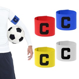 JJUNW Pack of 4 Football Captain's Armband Adjustable Football Armband for Children and Adults, Multicoloured Elastic Captain's Wristbands for Many Sports (4 Colours)