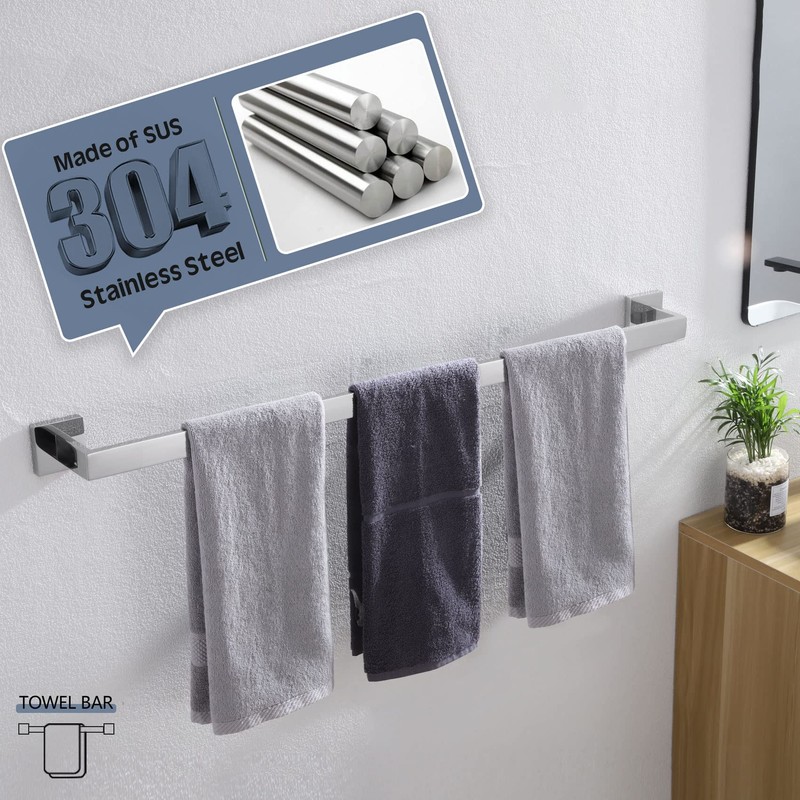 KOKOSIRI 32-Inch Single Towel Bar, Bathroom Kitchen Towel Holder, Wall