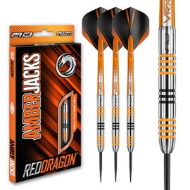 Red Dragon Amberjack Darts 21 g, 22 g, 23 g, 24 g or 27 g Professional Dart Set, 3 x Darts with Flights and Shafts