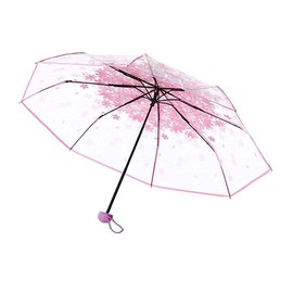 Cherry Blossoms Clear Umbrella for Rain, Transparent Umbrella Folding Umbrella Student Umbrella Wedding Decoration Photo Props Umbrella for Kids Girls Boys Women ()