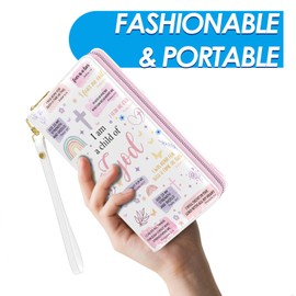 RTTLALUO Christian Bible Womens Wallet, Pink Christian Wristlet Wallet For Women, Child Of God Card Holder Purse, Birthday Christmas Graduation Gifts For Women, Religious Office Daily Purse