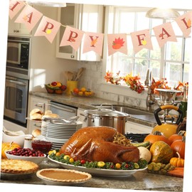 Ciieeo 1pc Happy Fall Maple Themed Banner Pre-assembled Thanksgiving Decorations for Autumn Parties and Home Decor Paper Material for Safe Use