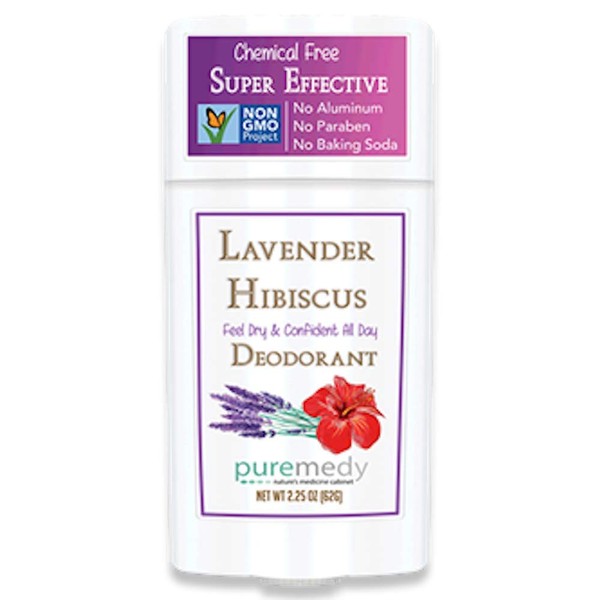 Puremedy All Natural Deodorant for Women and Men - Aluminum Free Chemical Free Formula for Staying Fresh - Lavender Hibiscus - 2.25oz