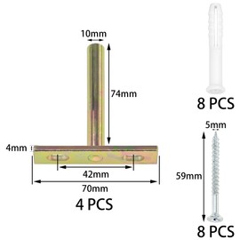4 Pieces Heavy-Duty Floating Shelf Brackets with Mounting Screws,Solid Steel Hidden Shelf Supports (Colored Zinc, 3 inch)