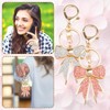 2 PCS Gold Bow Keychain with Rhinestones - Pink &
