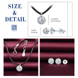 Yumilok Women's Jewellery Set Necklace with Cubic Zirconia Pendant & Women's Stud Earrings Made of 925 Sterling Silver for Women Girls, Sterling Silver, Zircon