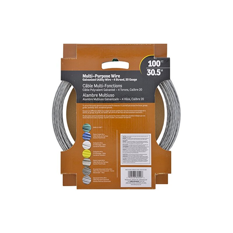 Hillman 122063 Galvanized Stranded Wire 4 Strand 100 Ft
