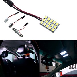 PA 2PCS LED Panel Board Lamps 15SMD 2835 12V 5W T10 168 194 Ba9s Festoon 28mm to 42mm for Interior, Reading, Dome, Map, Trunk, License Plate Lights (White)