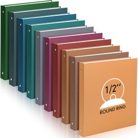 Ctosree 10 Pcs Colored 3 Ring Binder with 2 Pockets Hardcover Loose Leaf Binder for Office Fits 11 x 8.5 Size Paper, 10 Colors(0.5",Business Color)