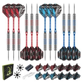 MageRabbit Dartpfeile Metallspitzen Set, 12 Stück, 22 Gramm, mit Aluminium Schäften, Extra Flights, Schraubenschlüssel