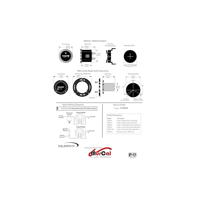 Murphy by Enovation Controls TM4592 Hourmeter (20700192)