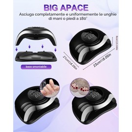 Aokyom Lampada per unghie in gel 168W, Lampada UV LED Lampada Unghie UV LED per con Automatico Sensore e SchermoLa Possibilità Di Lmpostare, 4 Timer 10/30/60/99S per Salone e uso Domestico