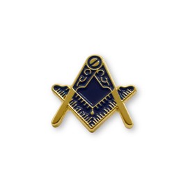 Victoria Regalia Masonic Lapel Pin Square and Compasses Gold and Blue Enamel