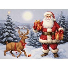 Merry Christmas Santa Clause Reindeer Latch Hook Rug Kit for Adults Easy Carpet Cushion with Printed Canvas Crochet Yarn Craft DIY Hooking Tapestry for Home Floor Decoration 60x40cm