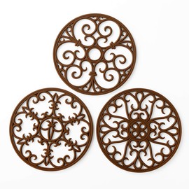 Silicone Trivet Mat - Non-Slip & Heat Resistant Kitchen Hot Pads for Countertops & Table - Kitchen Trivets for Hot Dishes & Cookware - Hot Pot Holder for Pots & Pans - Chocolate Brown, Set of 3