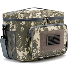 FlowFly Tactical Lunch Bag Large Insulated Lunch Box Cooler Tote for Men, Women with MOLLE/PALS Webbing (Digital#Camo, Large)
