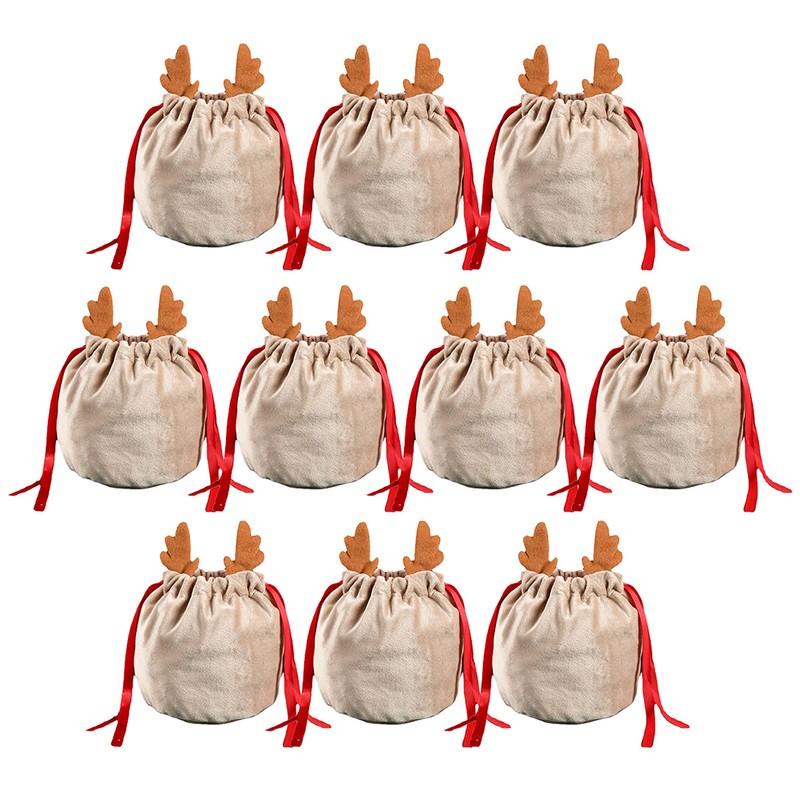 Christmas Drawstring Bag Antler Gift Bags Christmas Decorations Pouch Packaging
