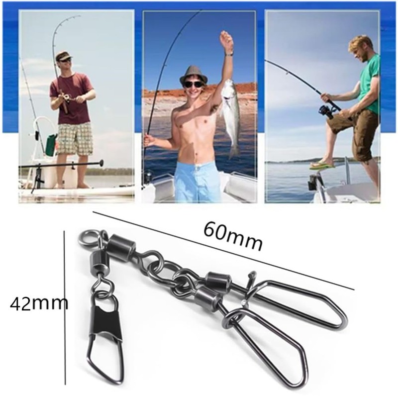 Granmagazz 10 Pcs Double Screw Sarkan Swivels Fishing Tackle Octopus