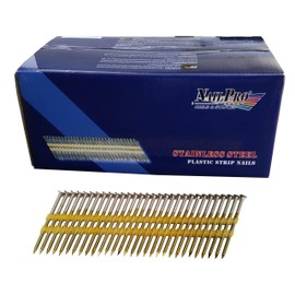 NailPro 2 Inch by 0.113-1000 Pcs. per Carton - Type 304 Stainless Steel - 21 Degree (Fits 20-22 Degree Nailers) Plastic Strip - Ring Shank - Full Head Nails