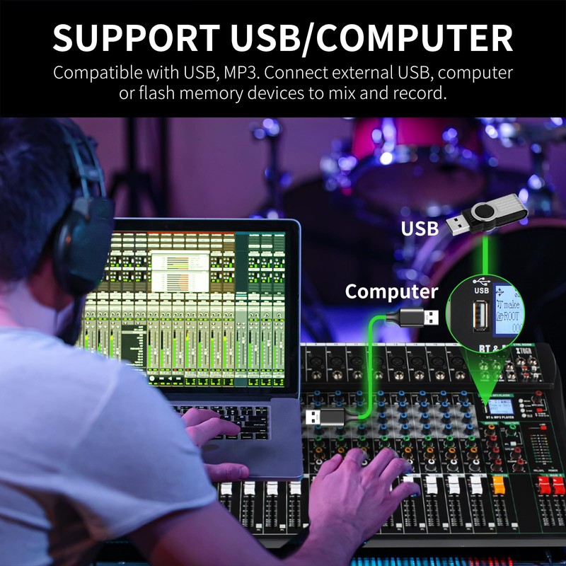 XTUGA 160CT 16 Channel Mixer for PC Recording Sound Controller