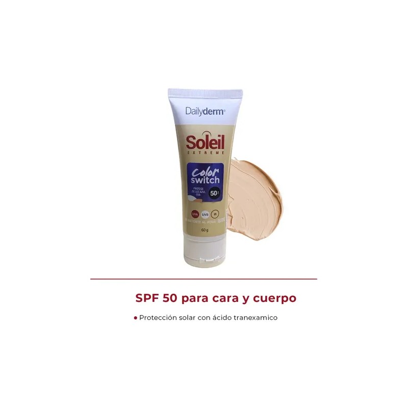 Protector Solar Spf 50+ Switch 60g Dailyderm Resistente Agua