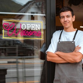 Welcome Open Neon Led Sign,Neon Signs for Wall Decor, Neon Light Up Open Sign with USB Poweredfor Business, Bar, Shop, Salon, Hotel (edge)