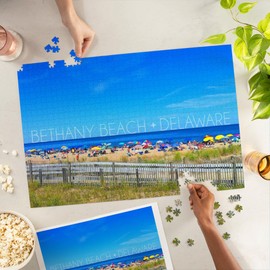 Bethany Beach, Delaware, Beach and Umbrellas (1000 Piece Puzzle, Challenging Jigsaw Puzzle for Adults, Made in USA)