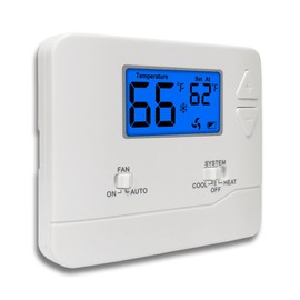 NonProgrammable Thermostat for Home, Digital Energy-Saving Thermostat,Single-Stage Systems, 1 Heat/1 Cool, Easy DIY Install, Blue Backlight