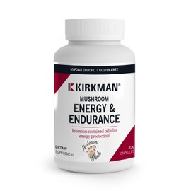Kirkman - Mushroom Energy & Endurance - 120 Capsules - Promotes Sustained Cellular Energy Production - Hypoallergenic - Hypoallergenic