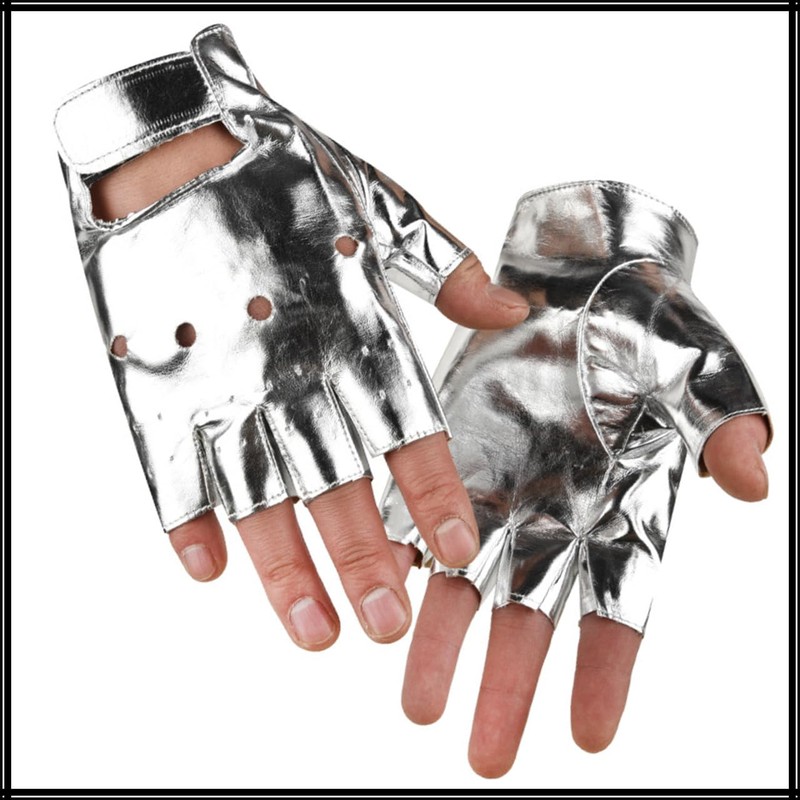 White Fang NT152 Gloves, Rock, Punk, Leather, Fingerless, Street, Velcro,