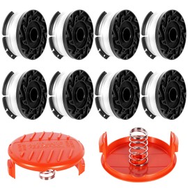 AF-100, A6481 Grass Trimmer Spool Compatible with Black + Decker, Grass Trimmer Spool Compatible with 8 Replacement Trimmer Spools, 2 Replacement Spool Covers and 2 Replacement Springs