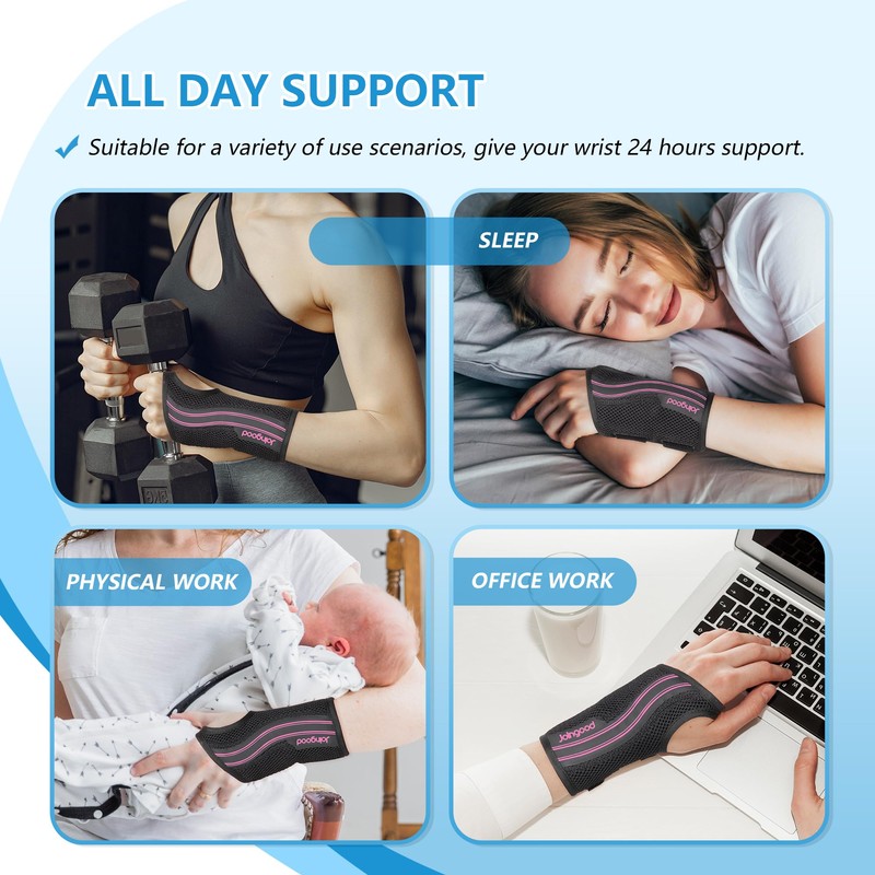 joingood Wrist Brace for Work, Adjustable Support Splint for Women