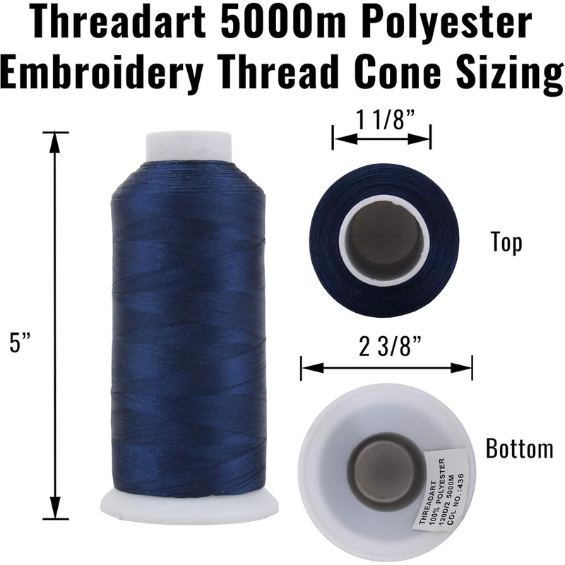 threadart Large Polyester Thread - 5000m - 40WT - 160