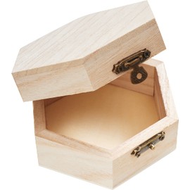 VBS Small Hexagon Wooden Box, Diameter 9.6 cm, with Iron Closure, Wooden Storage Box