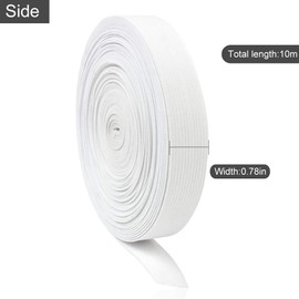 SWKJ 2cm Wide Flat Elastic Bands, Elastic Spool for Sewing Waistbands Handmade DIY Craft Clothing Shoes and Hats Accessories (White, 10M)