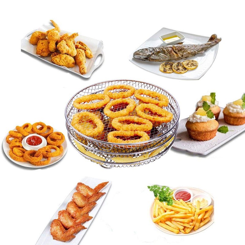3Pcs Air Fryer Dehydrator Racks Stackable Food Grade Stainless Steel