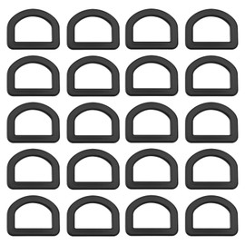 eMagTech Pack of 20 25 mm Plastic D Rings Semicircular D Ring Plastic Strap Adjustment Ring Pom Clasps Buckle for Belts, Harnesses and Clothing, black
