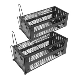 SZHLUX 2-Pack Rat Trap,Mouse Traps Work for Indoor and Outdoor,Small Rodent Animal-Mice Voles Hamsters Cage,Catch and Release(Black)