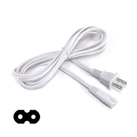 Figure 8 Power Cord (2 Prong) with Copper Wire Core - Non Polarized for Satellite, CATV, Game Systems, and More - NEMA 1-15P to C7 C8 / IEC 320 - UL Listed - White, 6 Feet (1.8 Meter) Power Cable