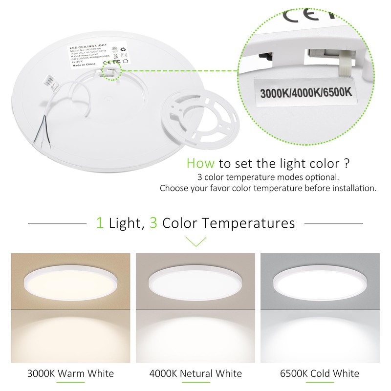 LUMLLSAJI 4 Pack LED Flush Mount Ceiling Light, 24W Ultra